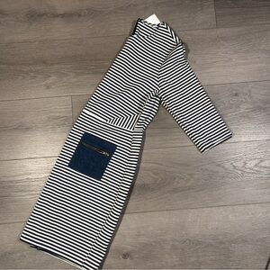 Striped Black and White Dress with Pocket